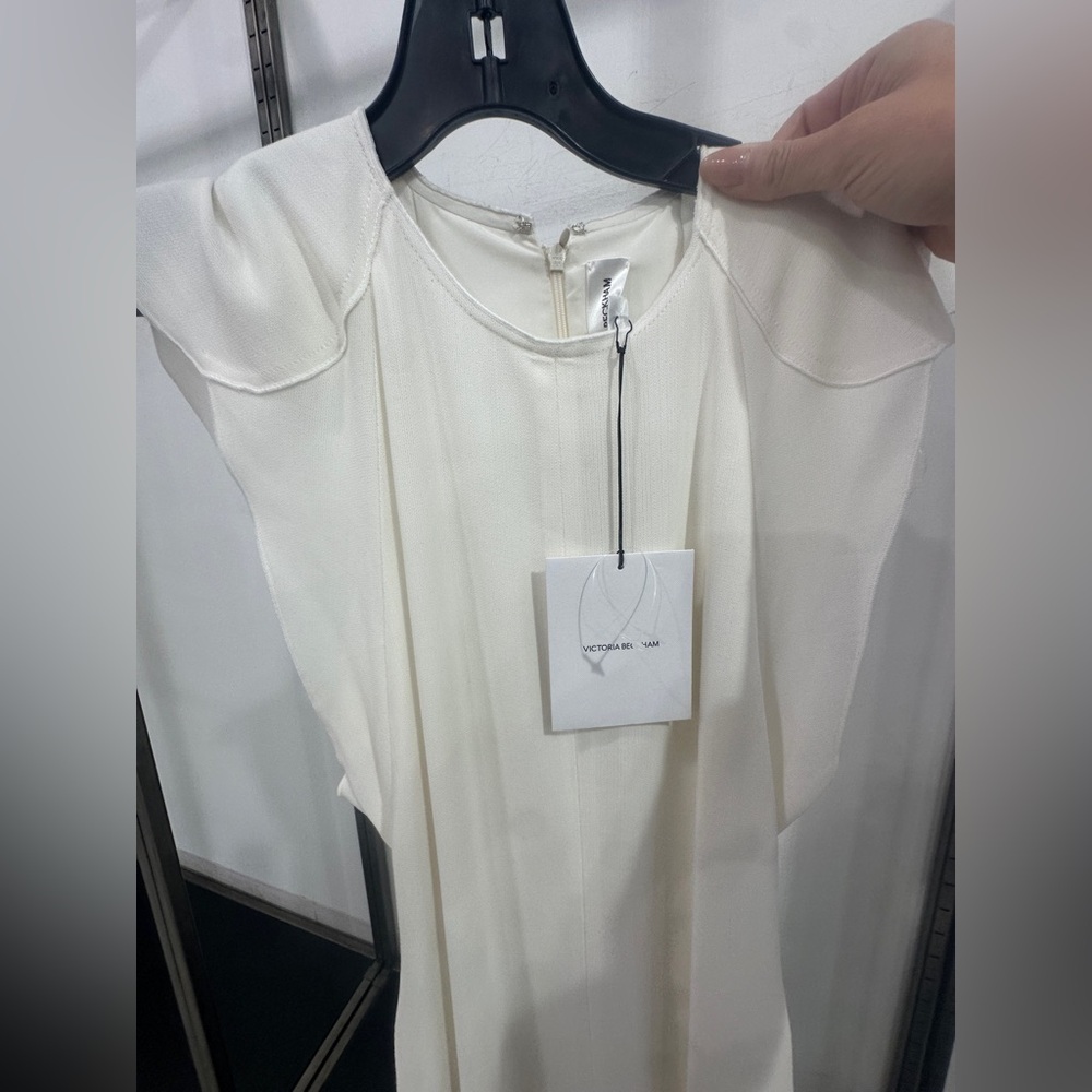 NWT Victoria Beckham Cap Sleeve Dress Ivory Size 6 - Picture 8 of 10
